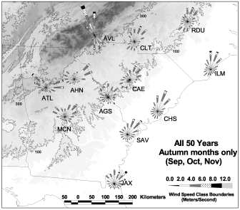 Figure 3. As for Fig.2, except that the time-averages include only the autumn months, September, October and November.