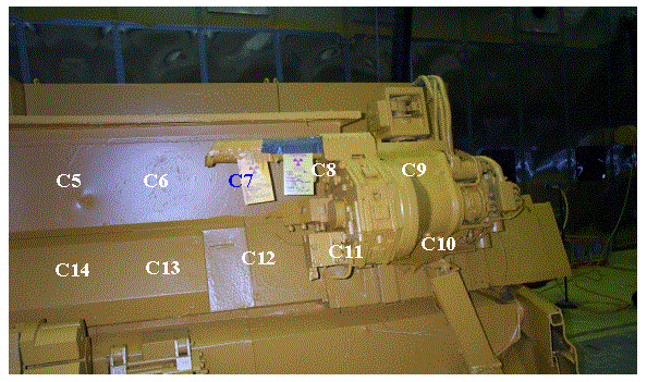 Figure 6. Photograph of the A-Lathe showing measurement points C5-C14 of the second generation assay