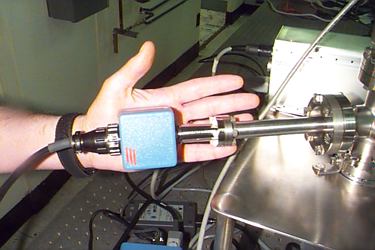 Figure 5. Ferran 16 pole sensor with pre-amplifier is smaller than a hand.