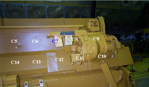 Figure 6. Photograph of the A-Lathe showing measurement points C5-C14 of the second generation assay
