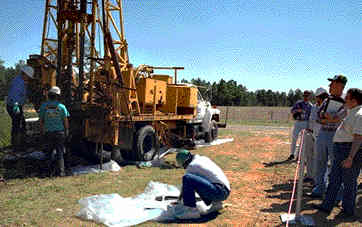 Rapid and inexpensive methods to analyse solvents in soil core were developed early in the in situ air stripping test planning.