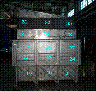 Figure 2.  The Back Face ff the HEPA Bank Showing NaI Acquisitions 19 - 33