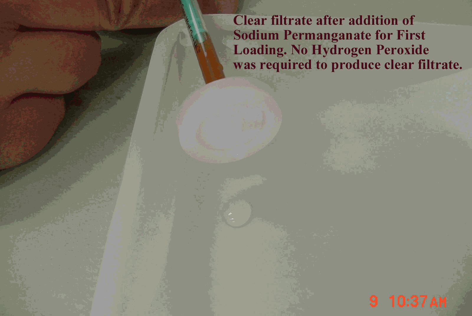 Figure 4. Filtrate Sample Following First Permanganate Addition