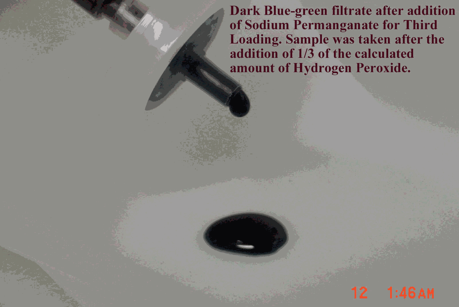 Figure 5. Filtrate Sample after First Hydrogen Peroxide Addition at Third Solids Loading